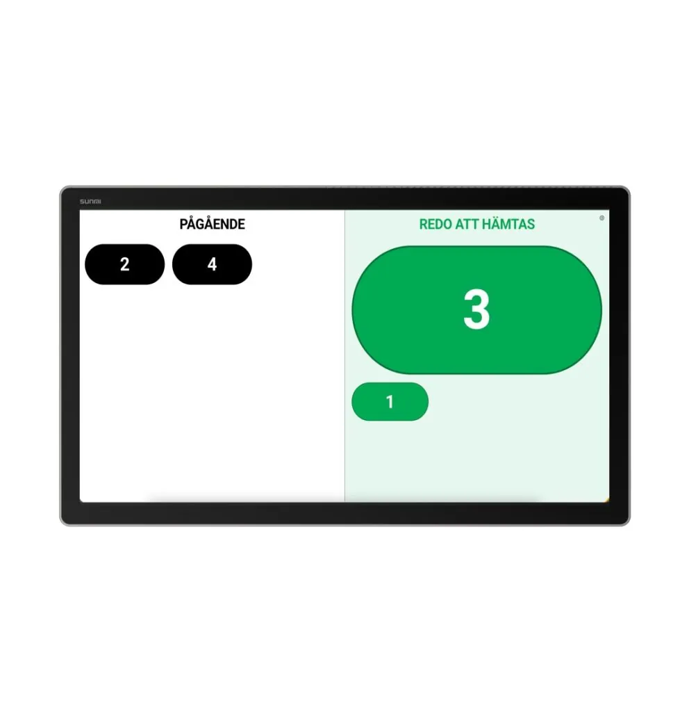 KDS-skärm: Redo att hämtas